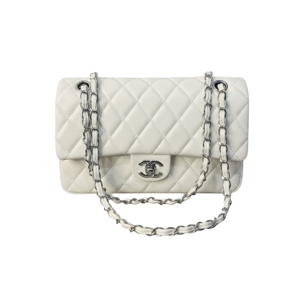 Classic White Quilted Chain Shoulder Bag by Chanel